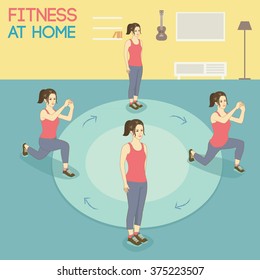 Vector a woman.She was exercise at home
