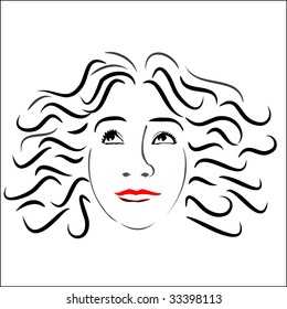 vector woman face