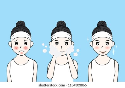 Vector Woman Face Acne Before After Stock Vector (Royalty Free ...