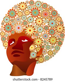 vector woman with flowers in hair