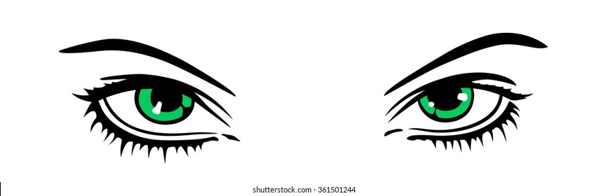 Vector Illustration Eyes Long Lashes Swirls Stock Vector (Royalty Free ...