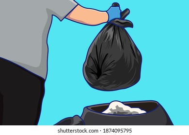 Vector Woman hand holding garbage bag for recycle cleaning