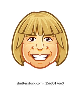 Vector of woman head smiling character mascot, for icon, avatar or logo