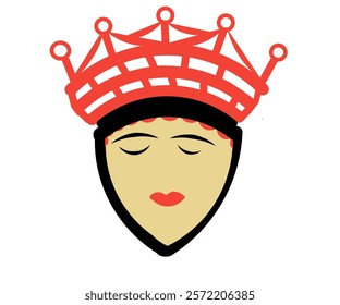 Vector woman with headdress and closed eyes