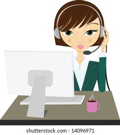 Vector Woman Headset Stock Vector (Royalty Free) 14096971 | Shutterstock