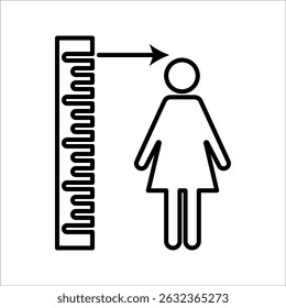 Ícone de escala de altura de mulher vetorial. Ícone de pessoa alto. Ilustração do símbolo de altura