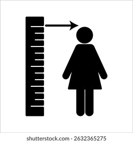 Vector woman height scale icon. Tall person icon. Height symbol illustration