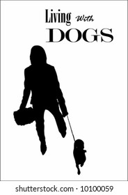 vector woman with her dog