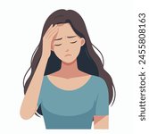 Vector a woman with her hand on her head and her head is crying
