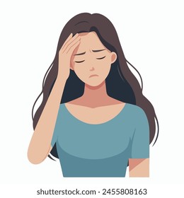 Vector a woman with her hand on her head and her head is crying