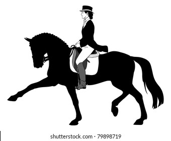 Vector woman horse dressage silhouette illustration