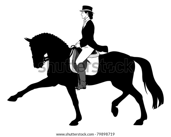 Vector Woman Horse Dressage Silhouette Illustration Stock Vector ...