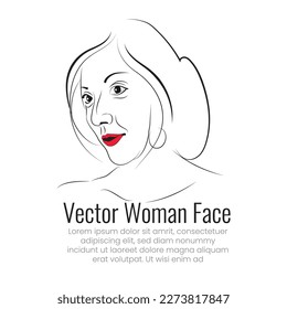 Vector woman illustration, Line art of a woman face, An element for creating beauty brand