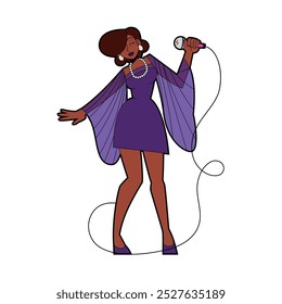 Vetor mulher Jazz Singer Cartoon Personagens Ilustração Isolada