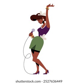 Vector Mujer Jazz Cantante Personajes de dibujos animados Ilustración Aislado