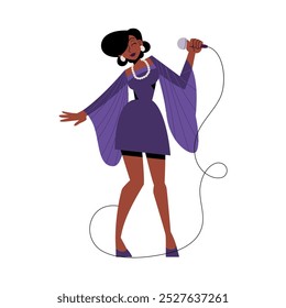 Vector Mujer Jazz Cantante Personajes de dibujos animados Ilustración Aislado