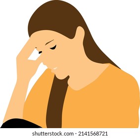 vector of a woman with long brown hair and orange blouse