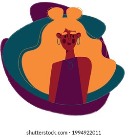 vector woman with long hair. flat illustration of a girl with hair on background
