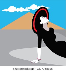 vector de una mujer tendida en el desierto, adecuado para ser utilizado como referencia de diseño