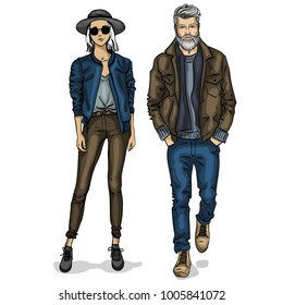 Vector woman and man
