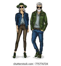 Vector woman and man
