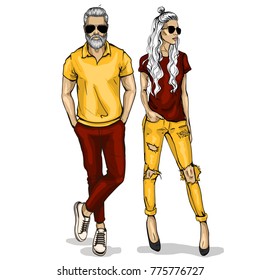 Vector woman and man