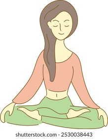 A vector of a woman meditate Breathe