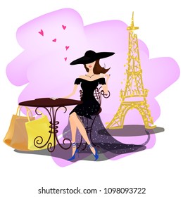 Vector woman in paris
