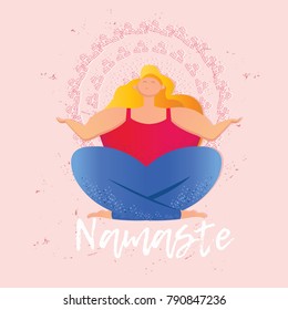 Vector woman practicing yoga. Modern art poster. Stylish modern texture. Watercolor mandala. -stock vector
