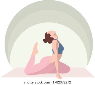 Vector woman practicing yoga with pink pant and gym top