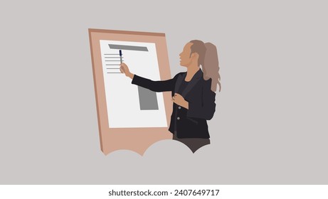 vector of a woman presenting, suitable for any presentation illustration