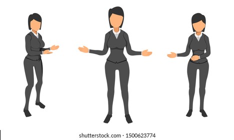 vector woman presents something. the concept of a female sales model. eps10