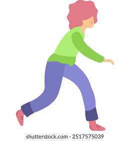 Vector mujer corriendo rápido y apresurado icono