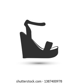 Vector woman sandals on platform icon. High heels icon isolated on white background. For design, web, advertising banner.