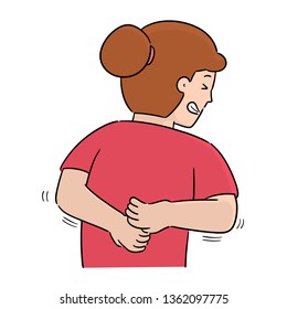 Vector Of Woman Scratching Her Back