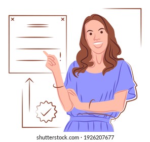 Vector woman in shadow of sharp lines style