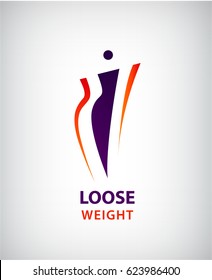 Vector Woman Shape, Fat And Slim, Loose Weight Symbol And Logo Isolated