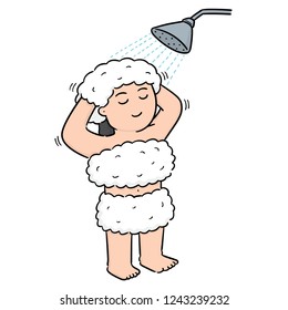 vector of woman showering