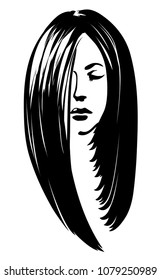 Vector woman silhouette with hair styling