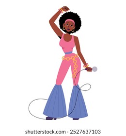 Vector Mujer Cantante Personajes de dibujos animados Ilustración Aislado