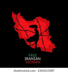 vector of woman stand for free iranian woman campaign perfect for print,etc
