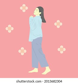vector of a woman standing in an adorable pose. vector with an interesting style. ep 10