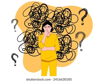 Vector woman with stress mental disorder shocked scared panic anxiety frustrated fear and terrified concept illustration