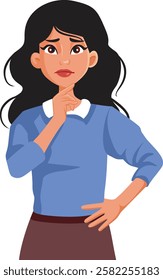 
Vector Woman Thinking Isolated on White Background. Isolated girl standing and coming up with a plan 
