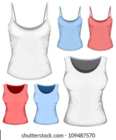 Vector Woman T-shirt (undershirt) Design Template.