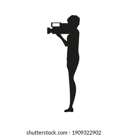 vector woman tv camera operator