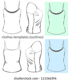 Vector woman undershirt design template (narrow straps).outline