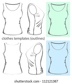 Vector woman undershirt design template. outline
