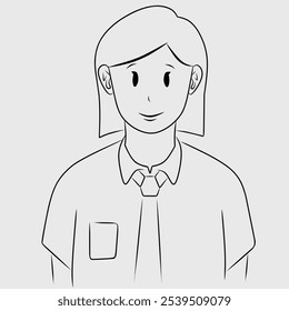 Vector a woman. In uniform, in a half body pose with a faint simle