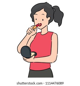 vector of woman using lipstick